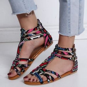Brand New Peep Top Flat Sandal w/ Strap
